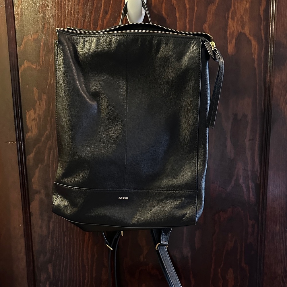 Fossil Black Leather Backpack